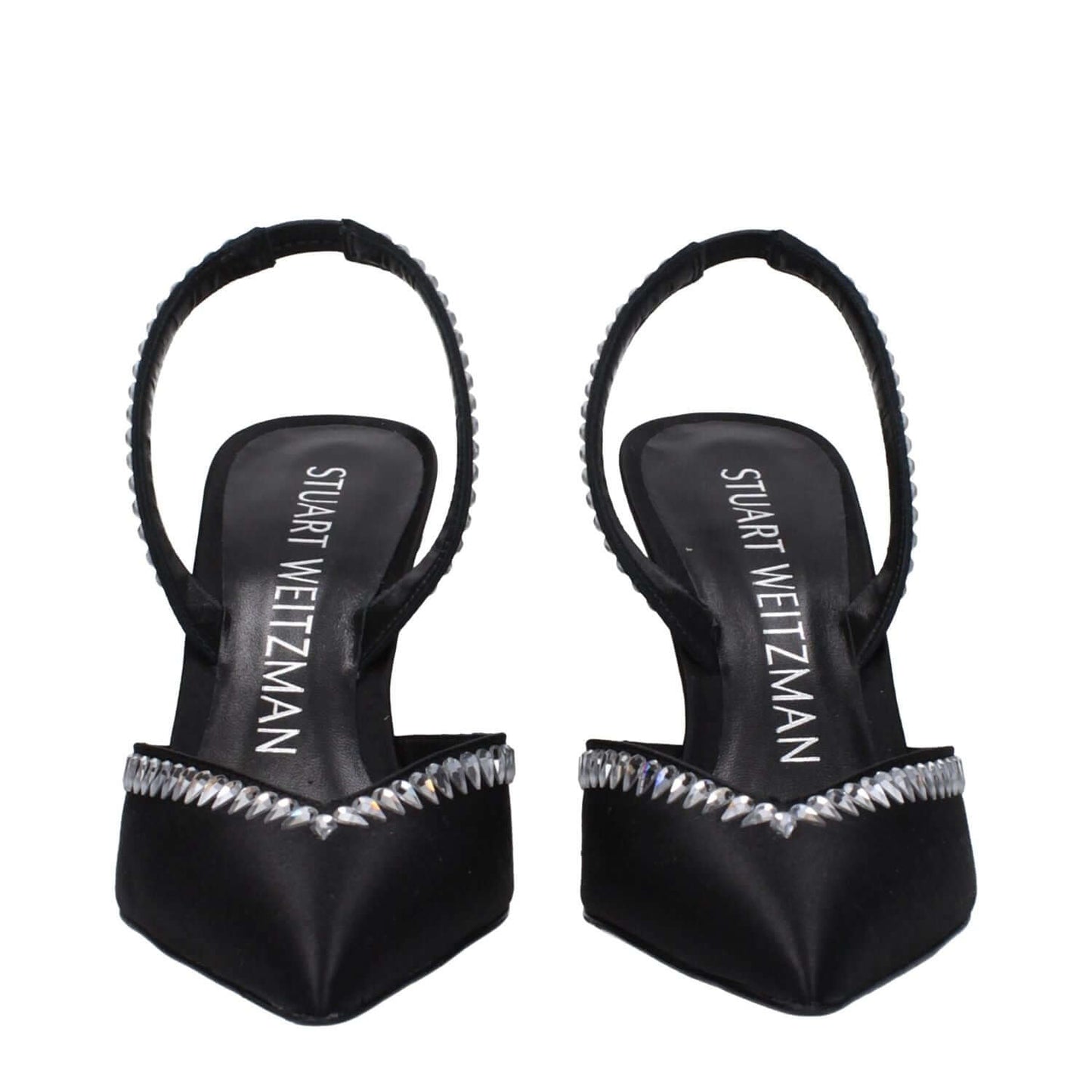 Stuart Weitzman Black Satin Stiletto Heel Sandals