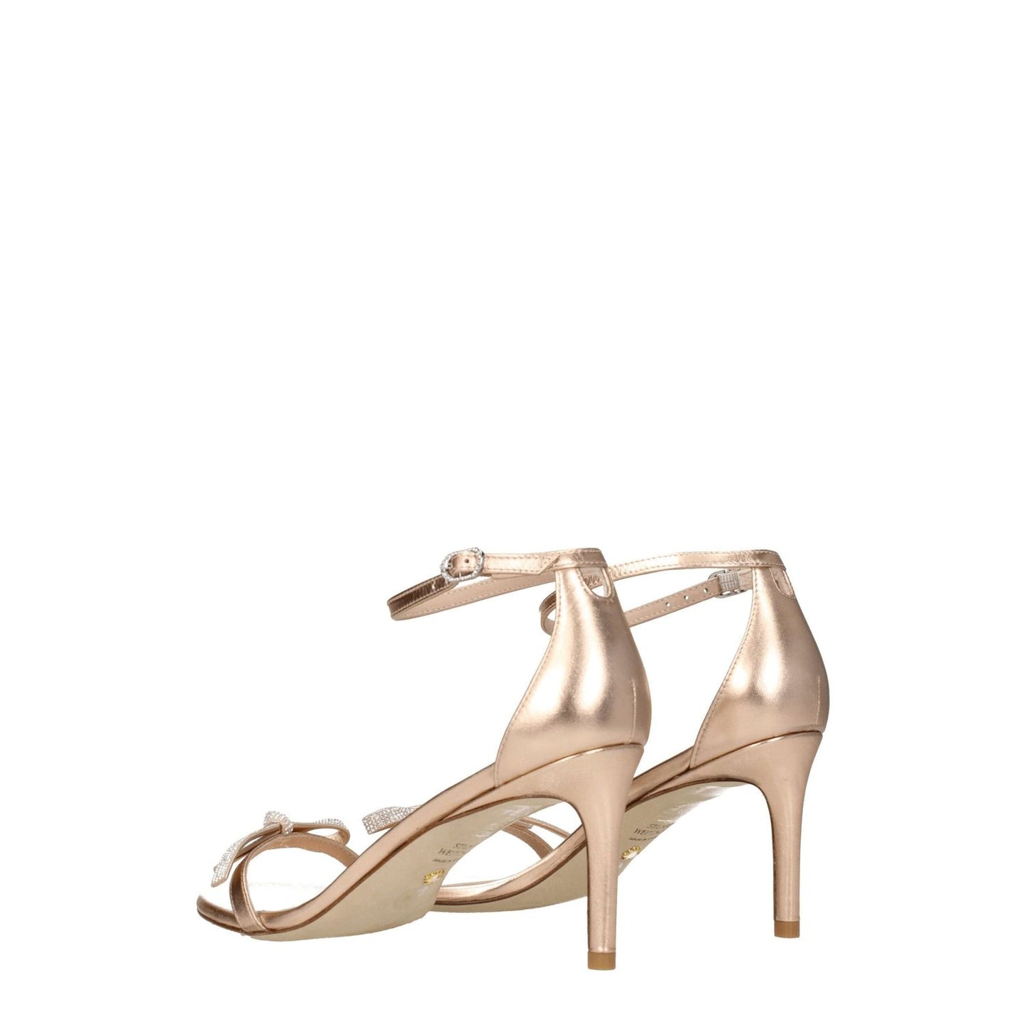 Stuart Weitzman Pink Leather Stiletto Heels Sandals with metallic effect and buckle closure