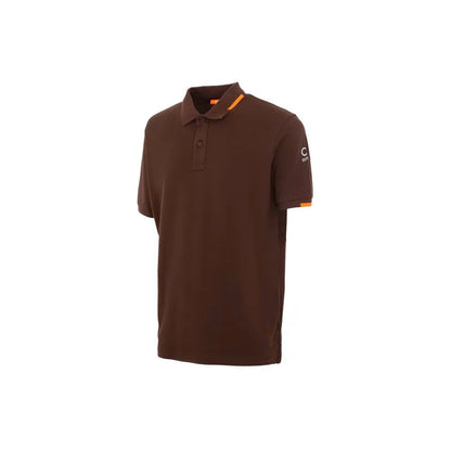 Suns Brown Cotton Polo Shirt with ribbed collar, logo on left sleeve, and button closure front, perfect for casual and smart-casual wear.