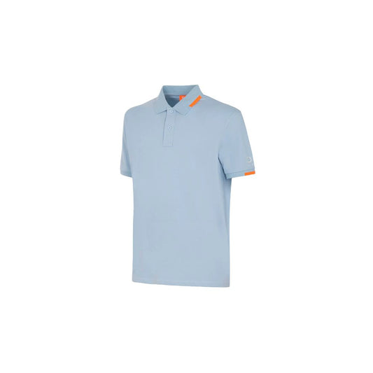 Suns Light Blue Cotton Men Polo Shirt with ribbed collar and subtle logo on left sleeve.