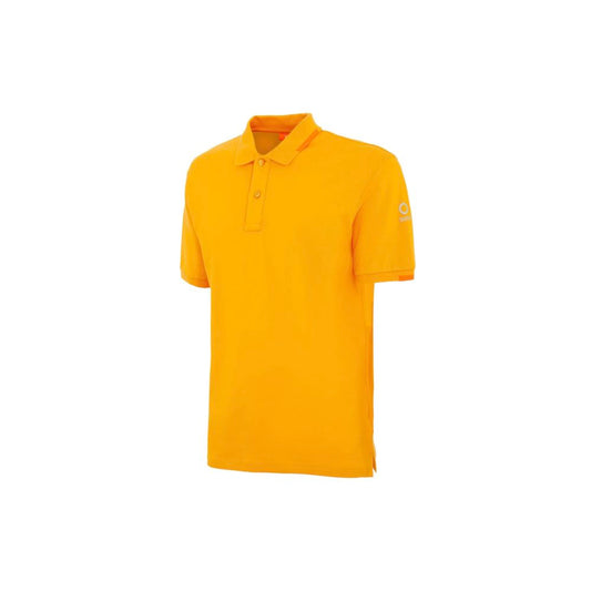 Suns Orange Cotton Polo Shirt with ribbed collar and front button closure, logo on left sleeve, stylish and comfortable design.