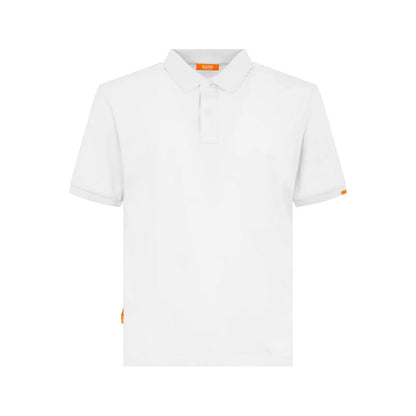 Suns White Cotton Polo Shirt, front view, showing classic design and short sleeves.