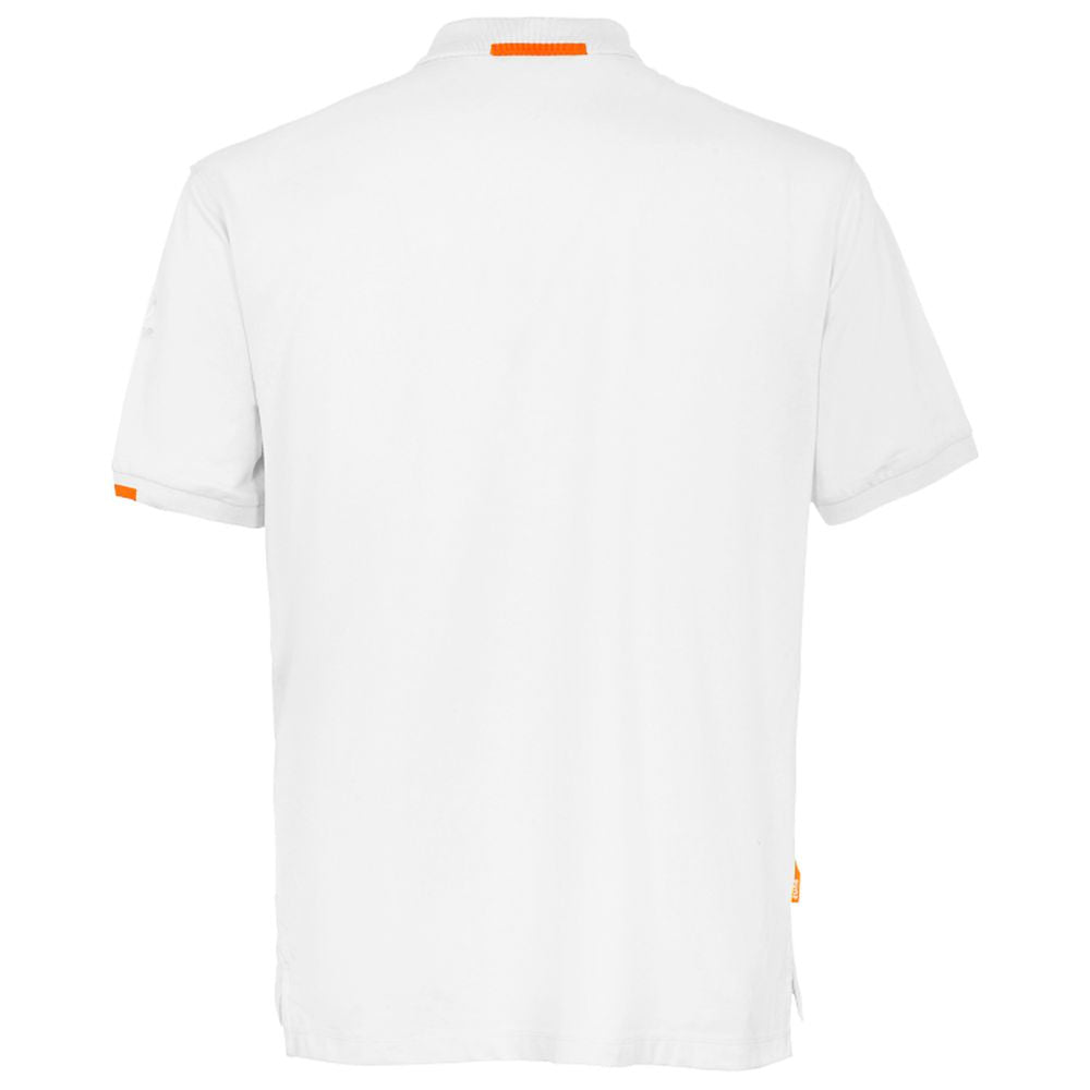 Back view of Suns White Cotton Polo Shirt with classic design.