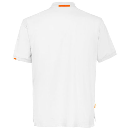 Back view of Suns White Cotton Polo Shirt with classic design.