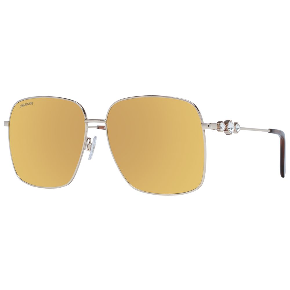 Swarovski Gold Women Sunglass with mirrored brown lenses and full-rim square frame for stylish UVA & UVB protection.