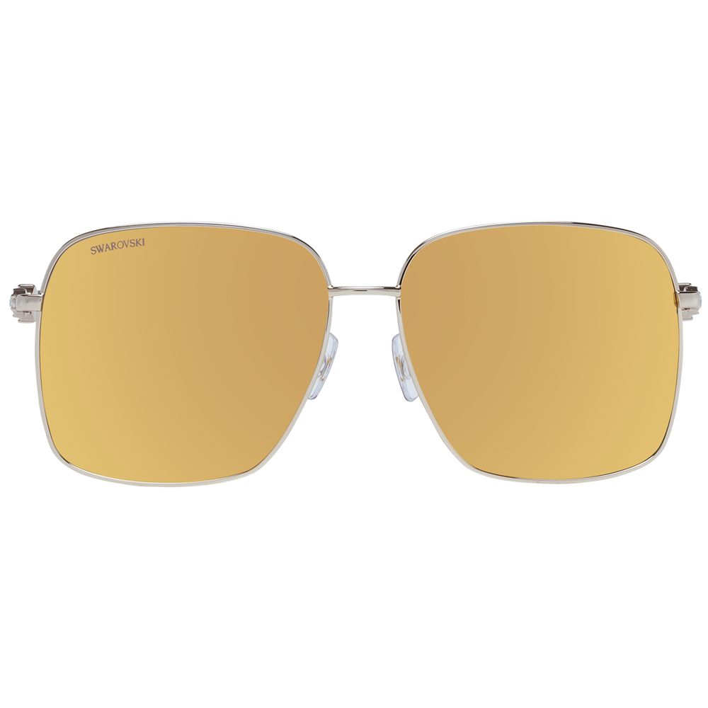 Swarovski Gold Women Sunglass with mirrored brown lenses and gold metal frame, offering 100% UVA & UVB protection, square full-rim design.