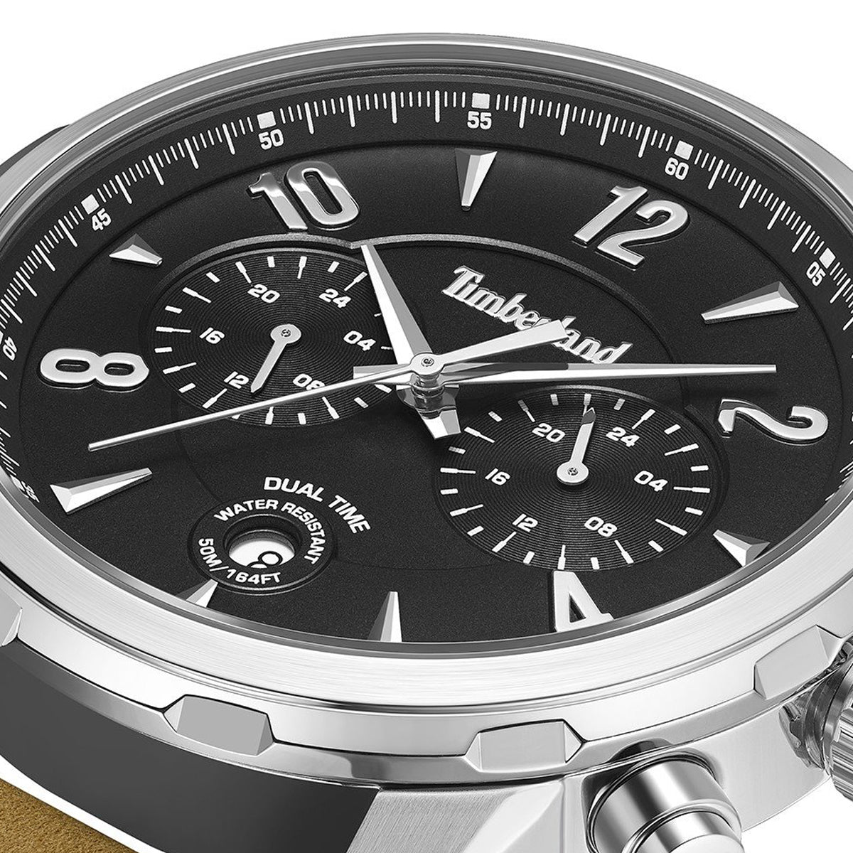 Close-up of TIMBERLAND WATCHES Mod. TDWGF0082902 featuring black dial and dual time display