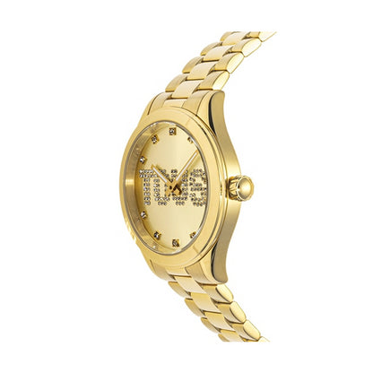 Gold TOUS WATCHES Mod. 200351112 with diamond accents on the dial. Elegant timepiece showcasing a luxurious design.