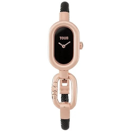TOUS WATCHES Mod. 3000131800 with black oval dial and rose gold-tone chain strap