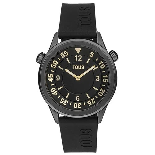 TOUS WATCHES Mod. 3000133100 sleek black wristwatch with number markers and rubber strap