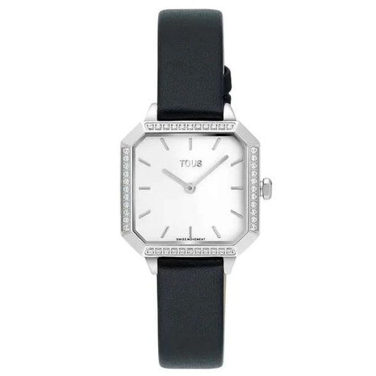 TOUS WATCHES Mod. 3000136800 with a black strap and silver case showcasing square dial design.