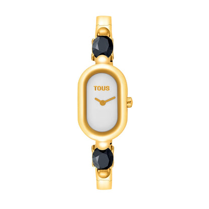Alt Tag: TOUS WATCHES Mod. 3000138600 with elegant gold design and black accents, featuring a white watch face, luxury women's watch.
