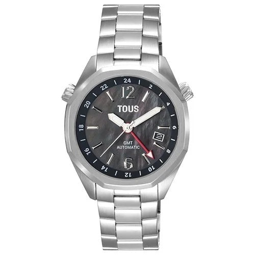 TOUS WATCHES Mod. 3000140900 featuring a stainless steel strap and black dial with GMT function.