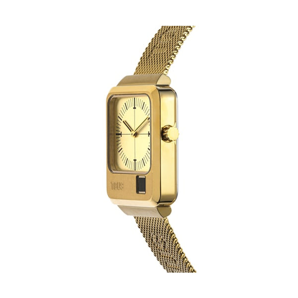 TOUS WATCHES Mod. 300358011 gold watch with rectangular face and mesh strap