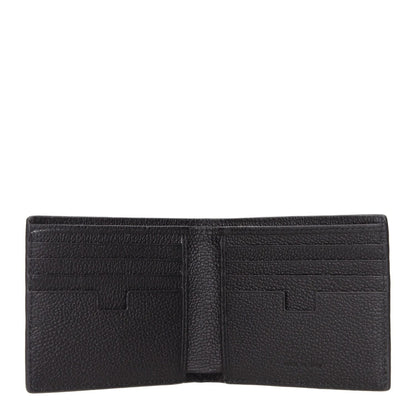 Open Testoni Black Leather Wallet with 8 card slots, front logo, and 3 compartments in a casual style.