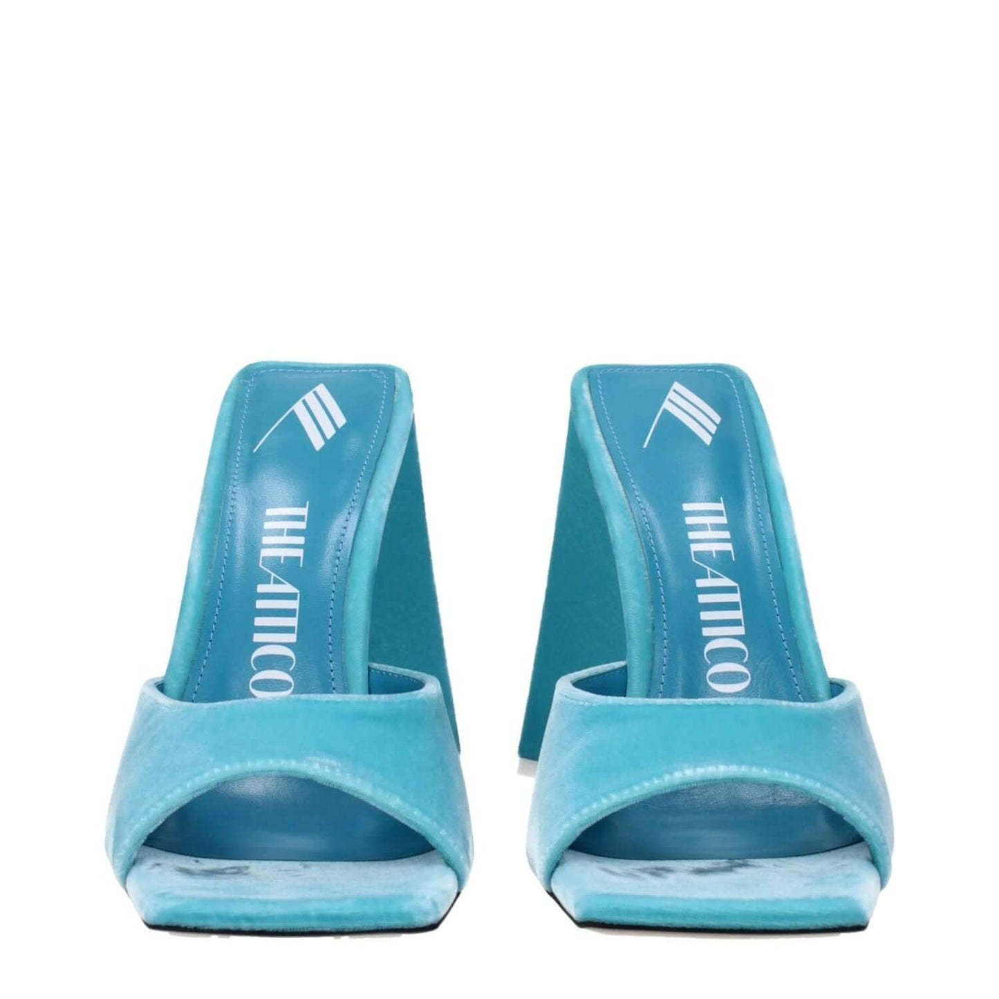 The Attico Light Blue Velvet Platform Sandals