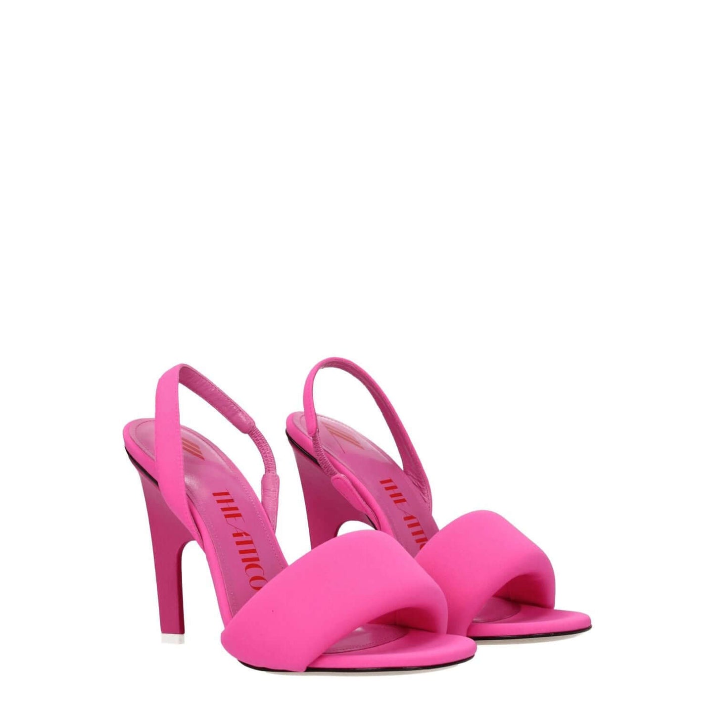 The Attico Pink Fabric Stiletto Heel Sandals with open toe and high heel design, casual style, 10.5 cm heel height, leather sole.