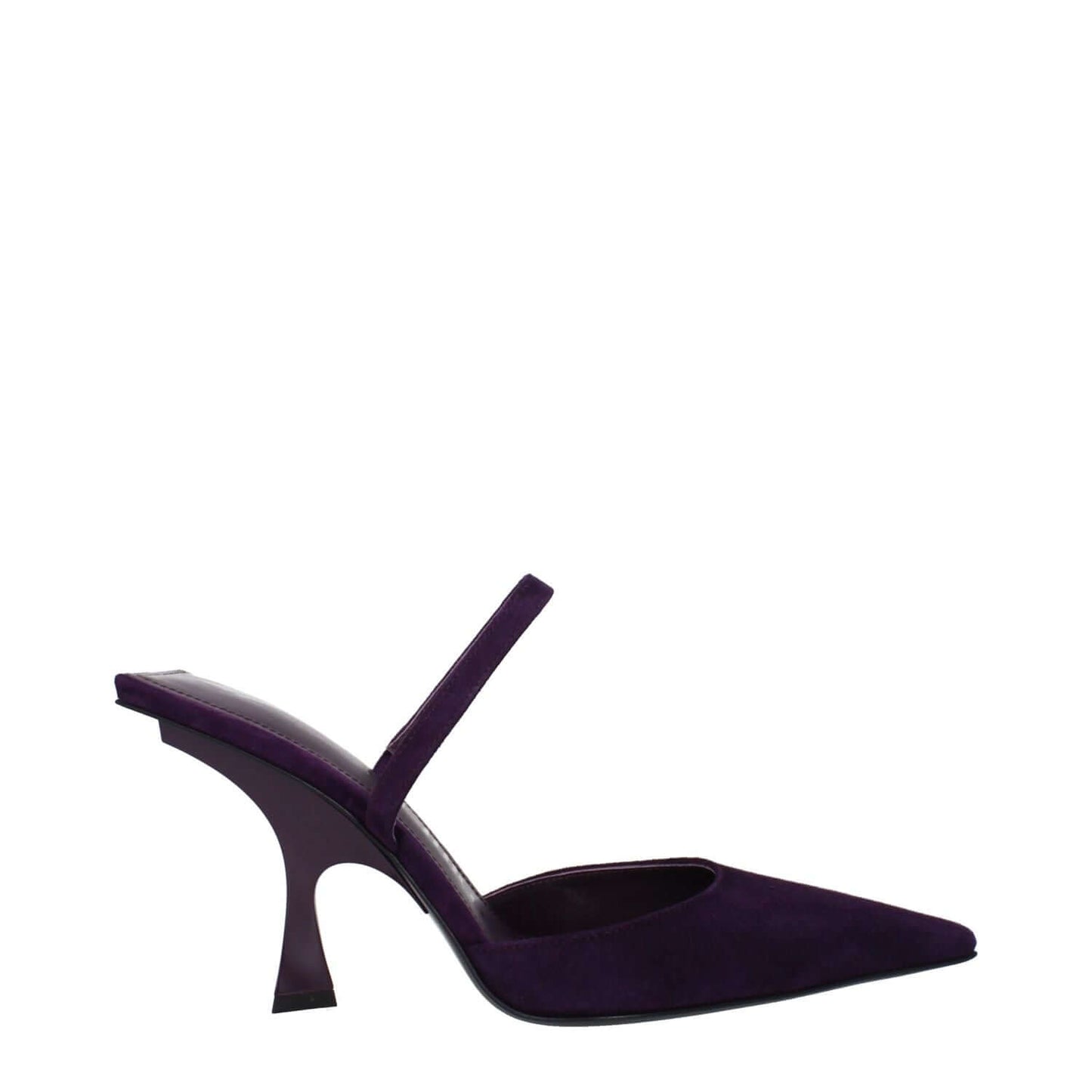 The Attico Purple Leather Stiletto Heel Sandals with pointy toe, 9.5 cm high heel, and leather sole, in violet and amaranth.
