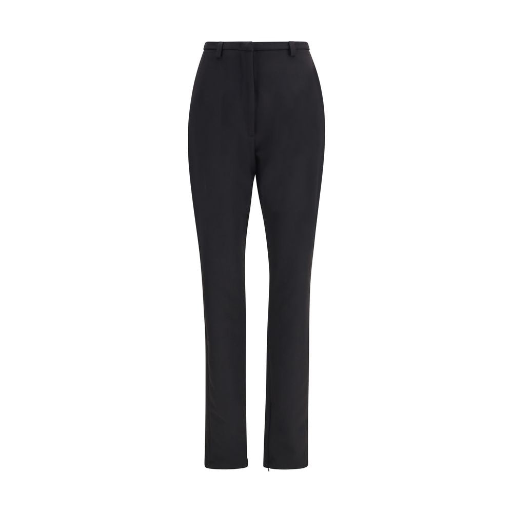 The Latest Black Polyester Skinny Pants high-waisted with hem slit, perfect day-to-evening wear, stretchy for comfort and movement.