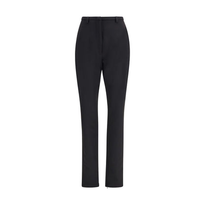 The Latest Black Polyester Skinny Pants high-waisted with hem slit, perfect day-to-evening wear, stretchy for comfort and movement.