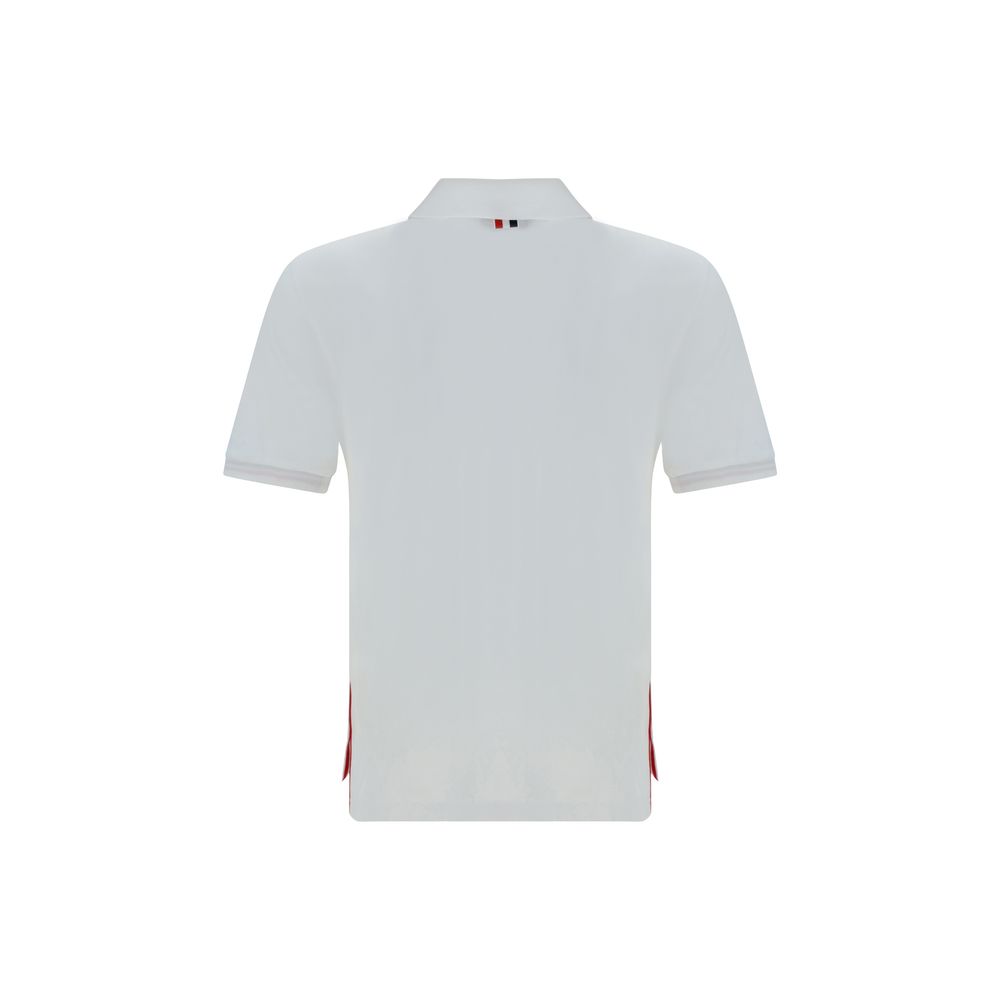Thom Browne Short Sleeves Polo Shirt featuring classic collar and distinctive side slits with buttons for a sophisticated look.