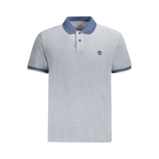 Timberland Blue Cotton Polo Shirt with short sleeves, regular fit, 2 buttons, contrasting details, and embroidery logo.