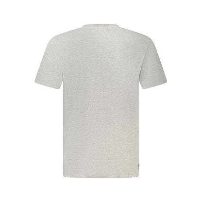 Back view of Timberland Gray Cotton Men T-Shirt, regular fit, short sleeves, made from 100% organic cotton with a crew neck.