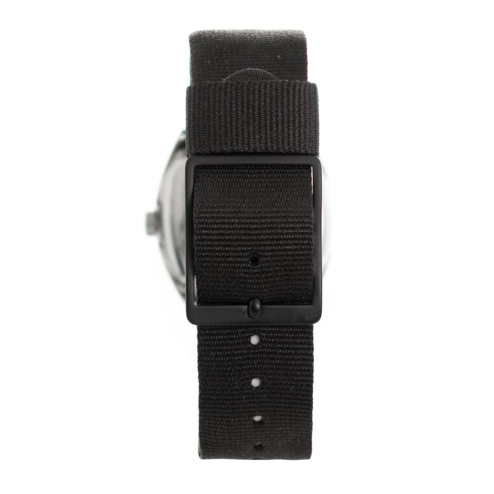 Back view of Time Force Black Nylon Sport Watch showcasing buckle closure and black nylon bracelet.