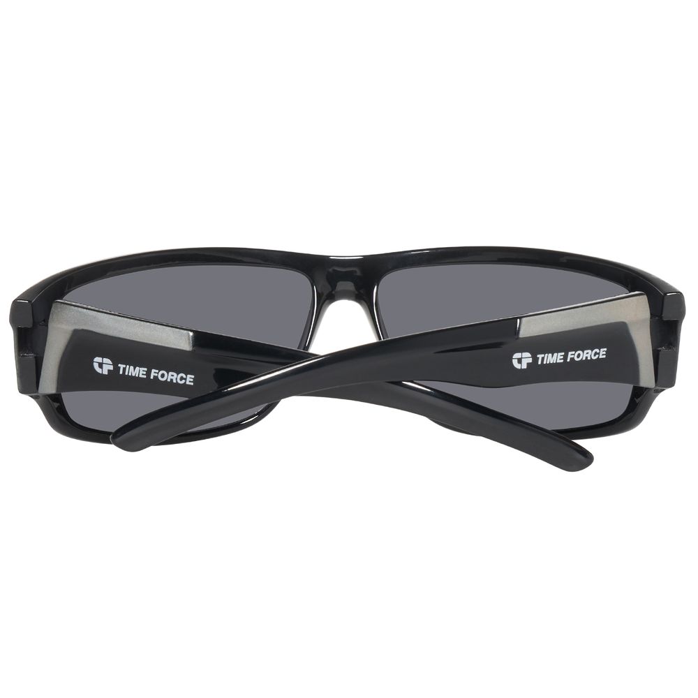 Time Force Black Plastic Sunglasses with engraved logo and temple measurements 66/15/145 mm, stylish and durable design.