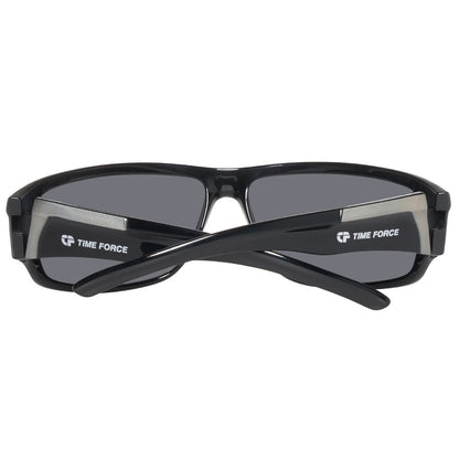 Time Force Black Plastic Sunglasses with engraved logo and temple measurements 66/15/145 mm, stylish and durable design.