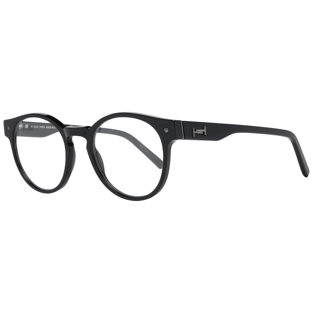 Tod's Black Men Optical Frames, full-rim black plastic frames, size 50-20-145, includes branded case, no spring hinge.