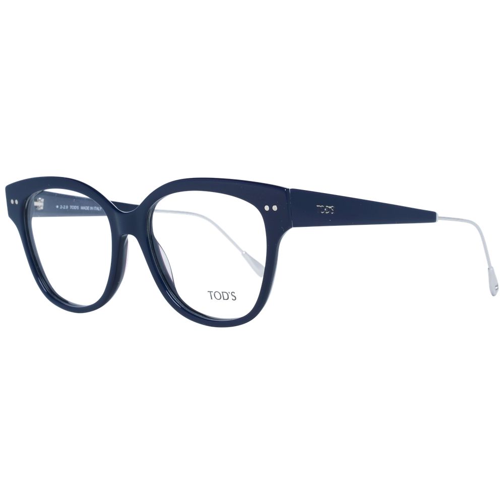 Alt Tag: Tod's Blue Women Glasses Frame with metal and plastic full-rim butterfly style, size 53-16-140, comes with branded case.
