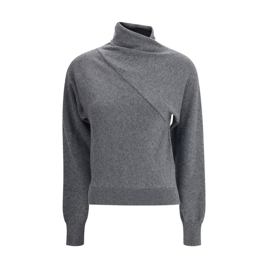 Tom Ford Gray Cashmere Turtleneck with high neck, ribbed hem and cuffs, offering luxurious comfort and timeless elegance for AW25 season.