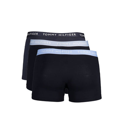 Tommy Hilfiger Black Cotton Men Boxer Trio Pack featuring sustainable fabric with iconic logo waistband for eco-conscious style.