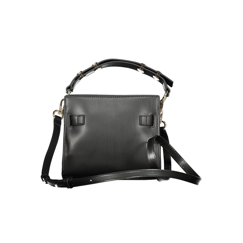 Tommy Hilfiger Black Polyethylene Women Handbag with adjustable straps and dual compartments.