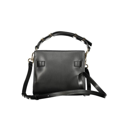 Tommy Hilfiger Black Polyethylene Women Handbag with adjustable straps and dual compartments.