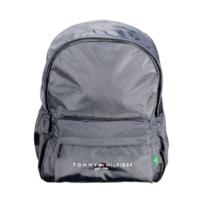 Tommy Hilfiger Blue Polyester Men Backpack with eco-friendly recycled material and ample storage for on-the-go convenience.