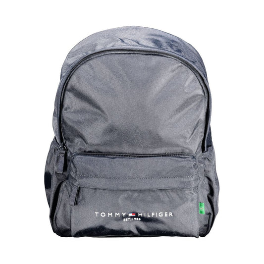 Tommy Hilfiger Blue Polyester Men Backpack with eco-friendly recycled material and multiple pockets for convenient storage.