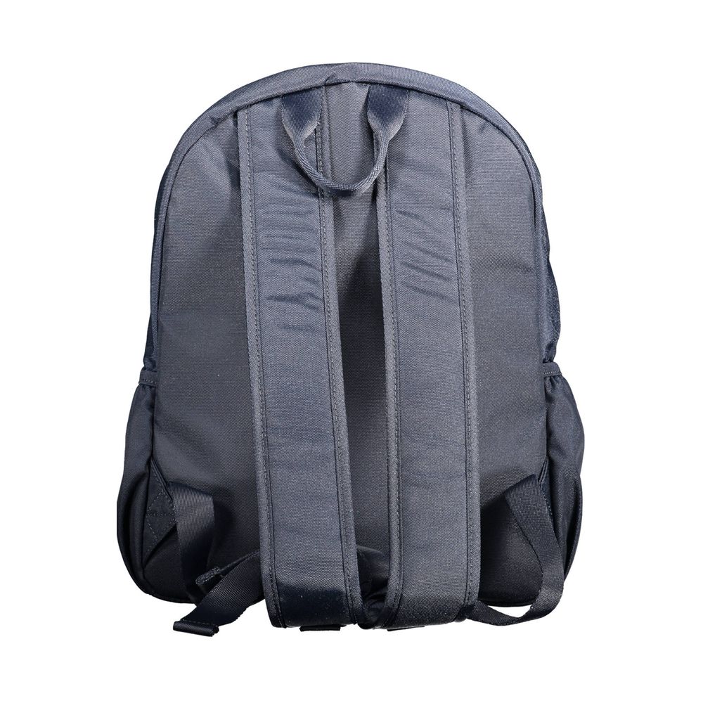 Back view of Tommy Hilfiger Blue Polyester Men Backpack with adjustable shoulder straps and eco-friendly design