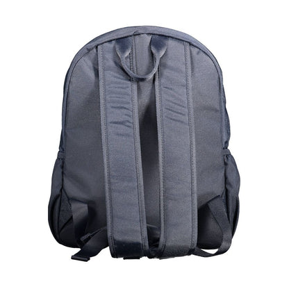 Back view of Tommy Hilfiger Blue Polyester Men Backpack with adjustable shoulder straps and eco-friendly design