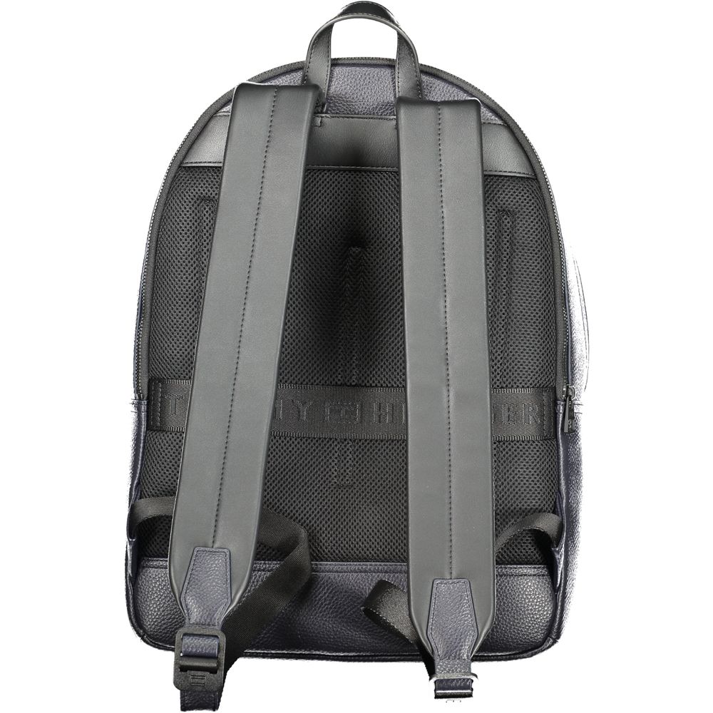Back view of Tommy Hilfiger Blue Polyethylene Men Backpack with padded straps and sleek design