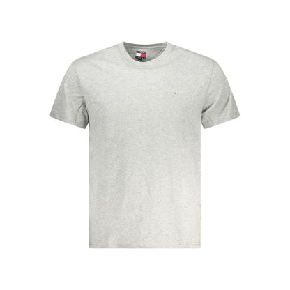 Tommy Hilfiger Gray Cotton Men T-Shirt with logo, made from sustainable cotton for a stylish and eco-friendly choice.