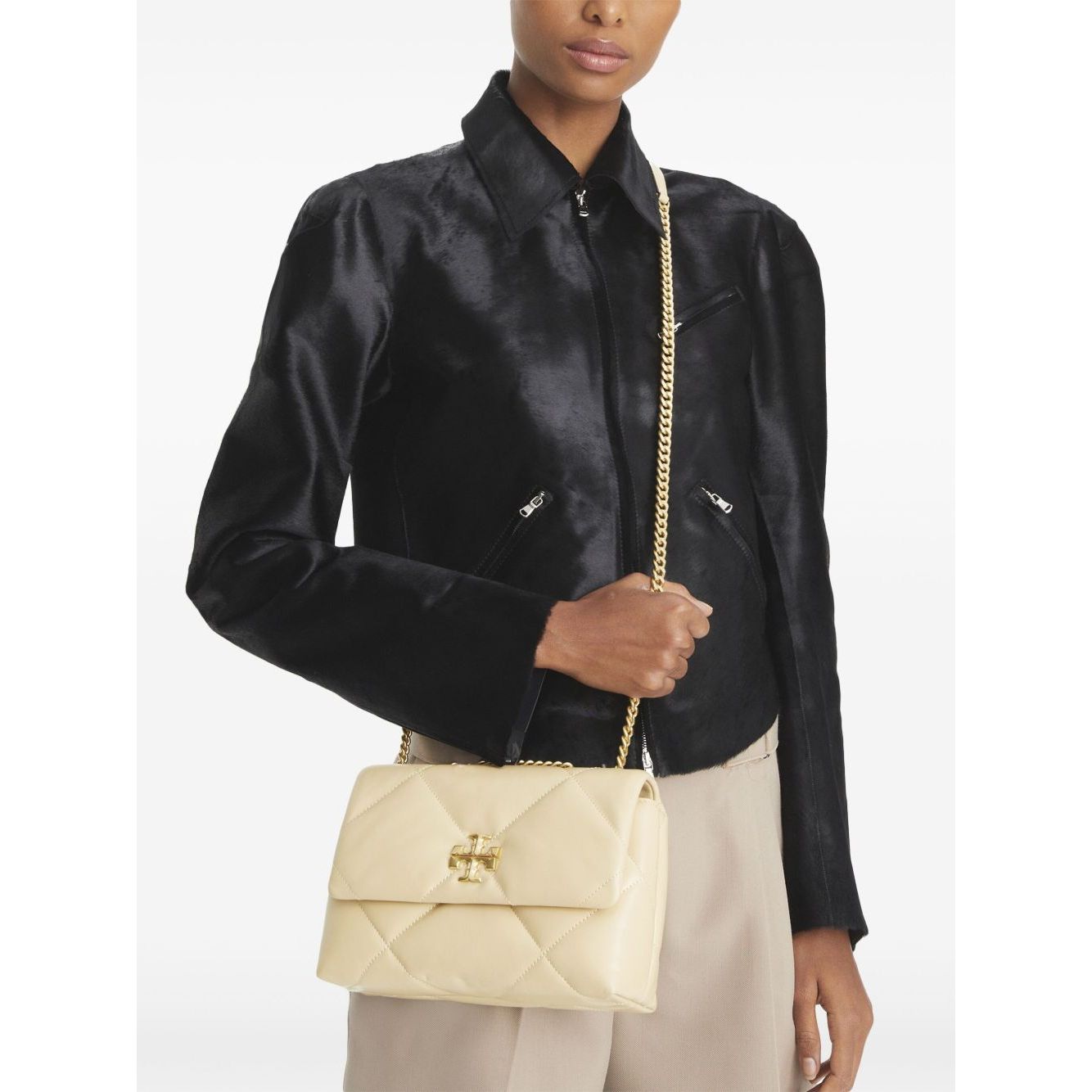 Tory Burch Kira Diamond small leather shoulder bag
