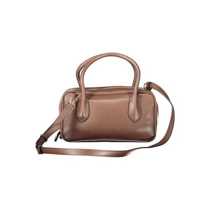 Twinset Brown Polyethylene Women Handbag with adjustable strap and internal pocket, perfect for style and function.