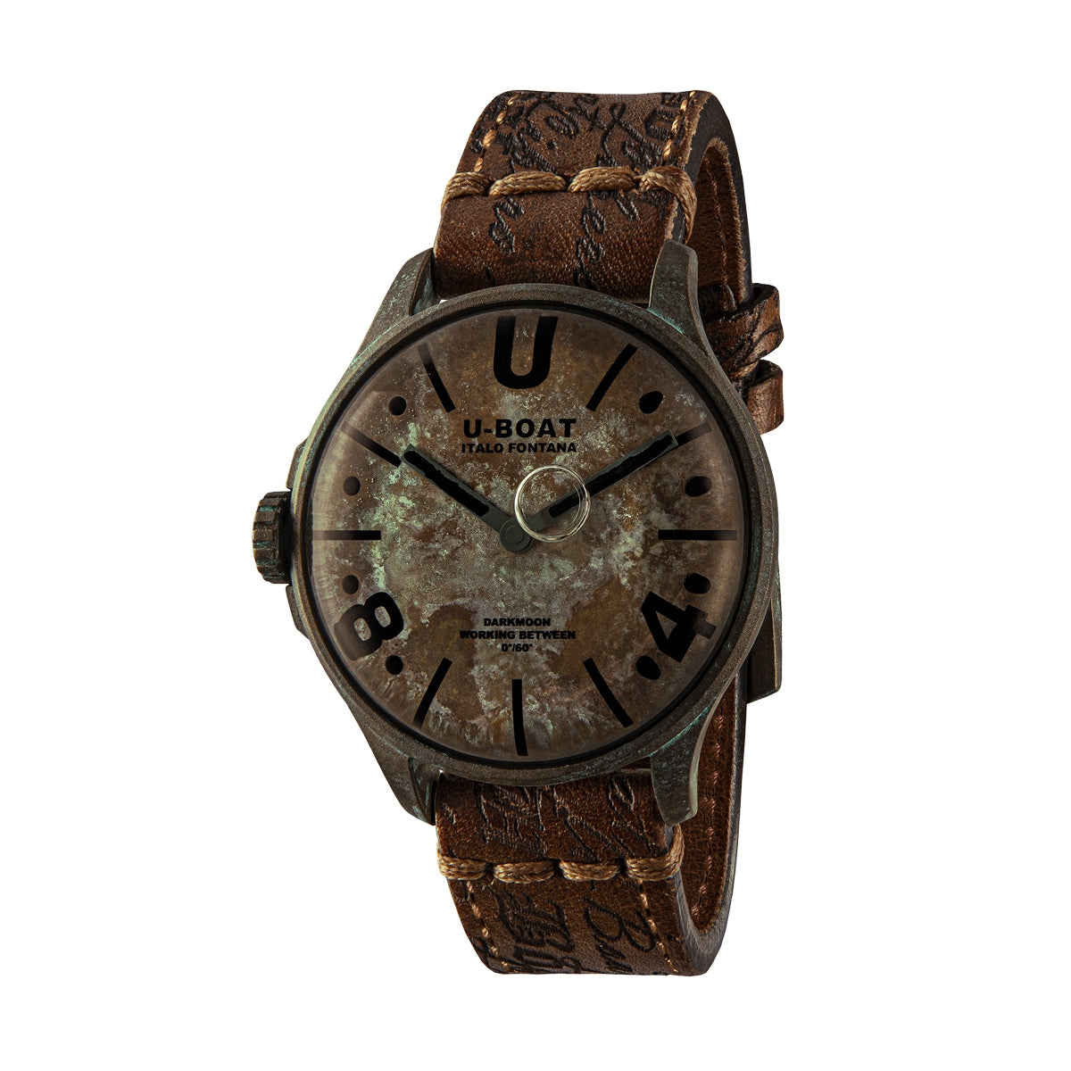 U-BOAT WATCHES Mod. 9600/A with leather strap and rustic dial design