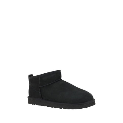 UGG Black Goatskin Ankle Boots with shearling lining and knurled sole for grip