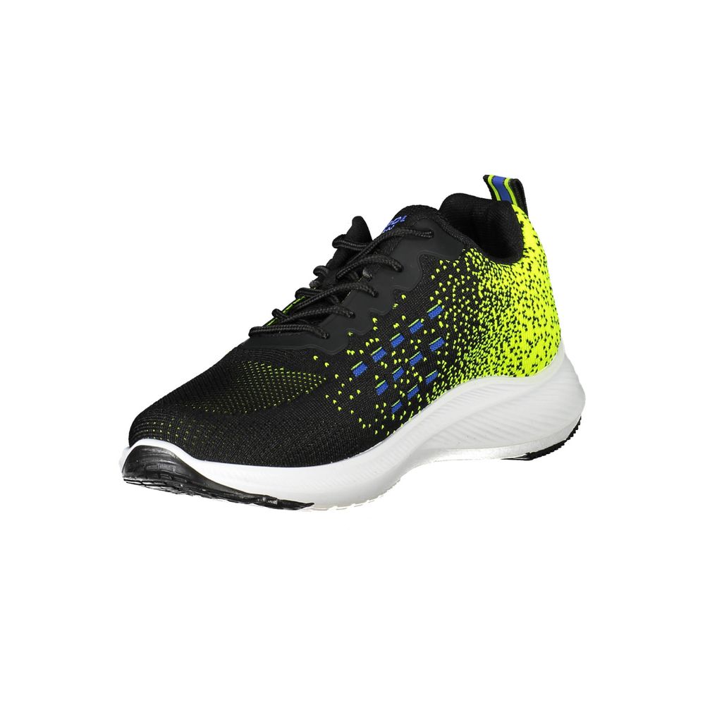 U.S. POLO ASSN. Black Polyester Men Sneaker with vibrant green details, ideal for urban style and comfort.