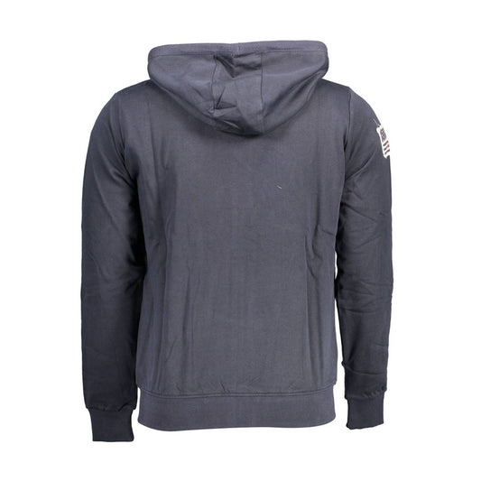 U.S. POLO ASSN. "Blue Cotton Men Sweater with Embroidered Zip and Pockets"