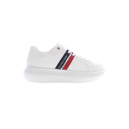 U.S. POLO ASSN. White Polyester Sneaker with contrasting details and logo, sports shoe with laces.
