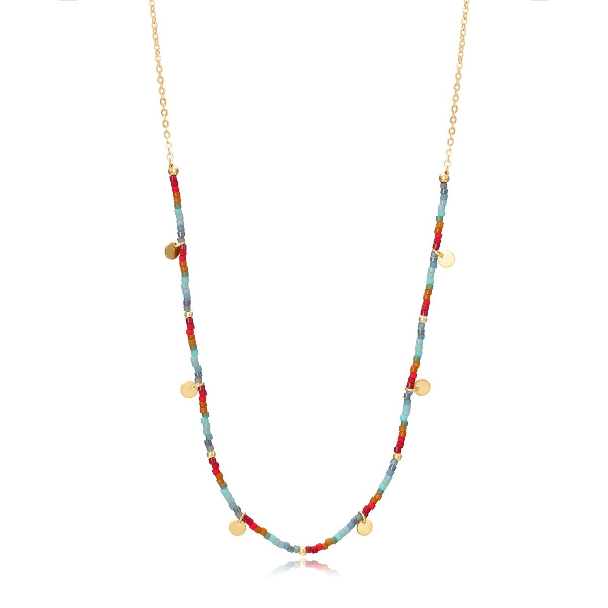 Elegant VICEROY JEWELS Mod. 13038C100-96 ladies' necklace made of Silver 925° with multicolor beads and gold accents.